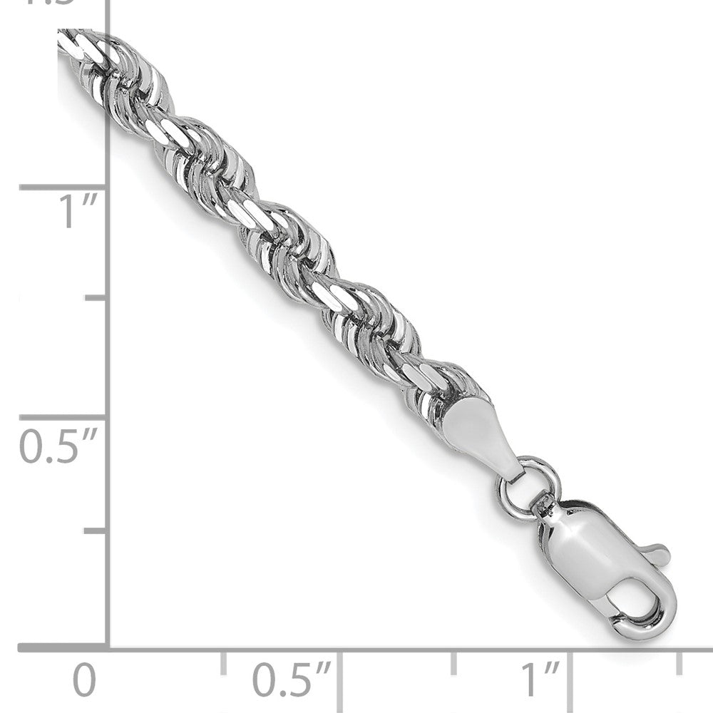 14K White Gold 8 Inch Diamond-cut Quadruple Rope Lobster Clasp Chain