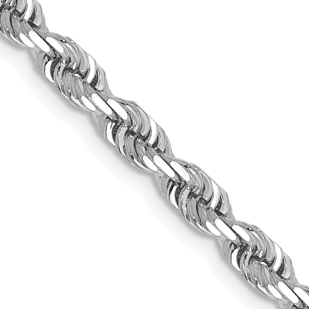 14K White Gold 20 Inch Diamond-cut Quadruple Rope Lobster Clasp Chain