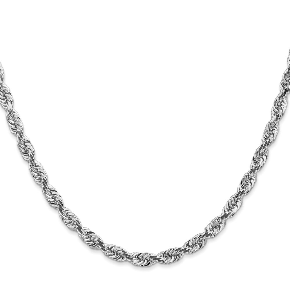 14K White Gold 24 Inch Diamond-cut Quadruple Rope Lobster Clasp Chain