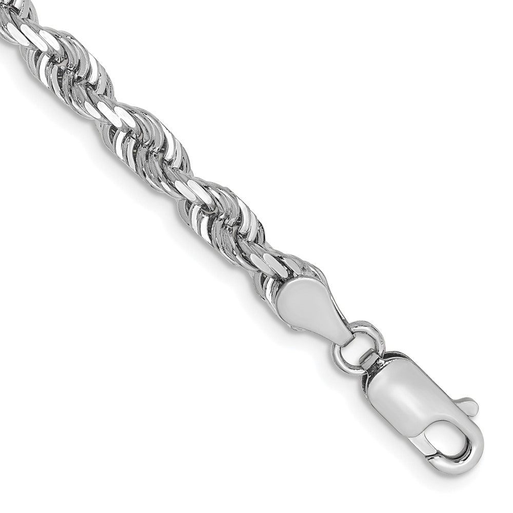 14K White Gold 8 Inch Diamond-cut Quadruple Rope Lobster Clasp Chain