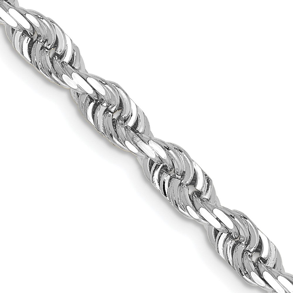 14K White Gold 24 Inch Diamond-cut Quadruple Rope Lobster Clasp Chain