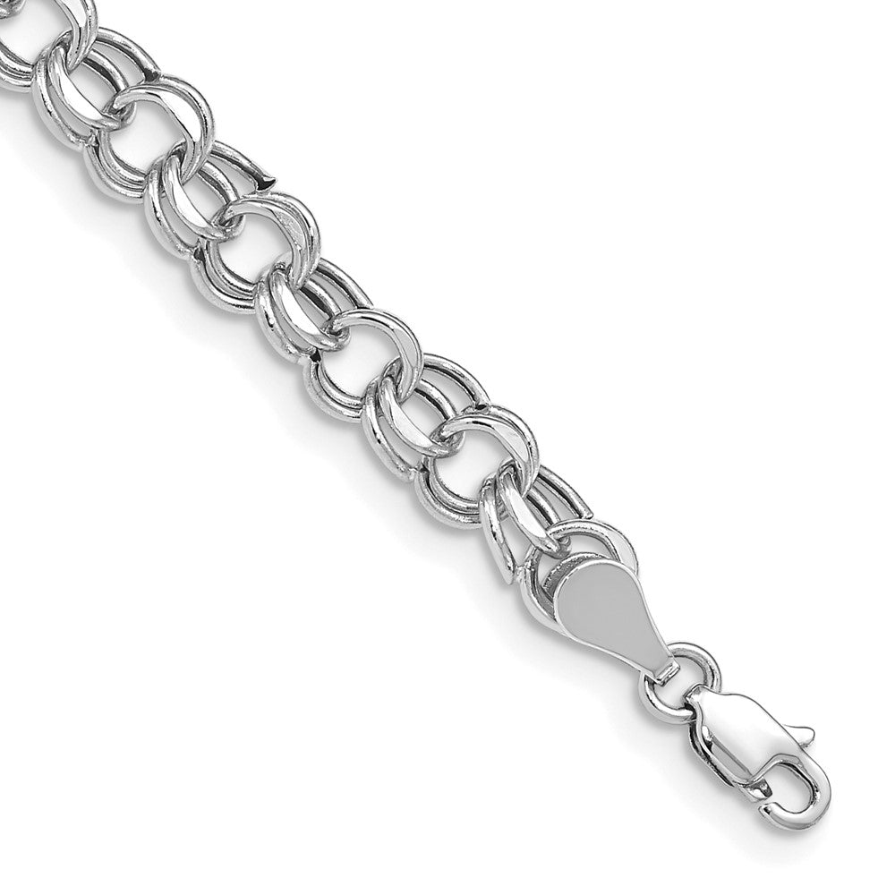 14k White Gold Lite Double Link Charm Bracelet