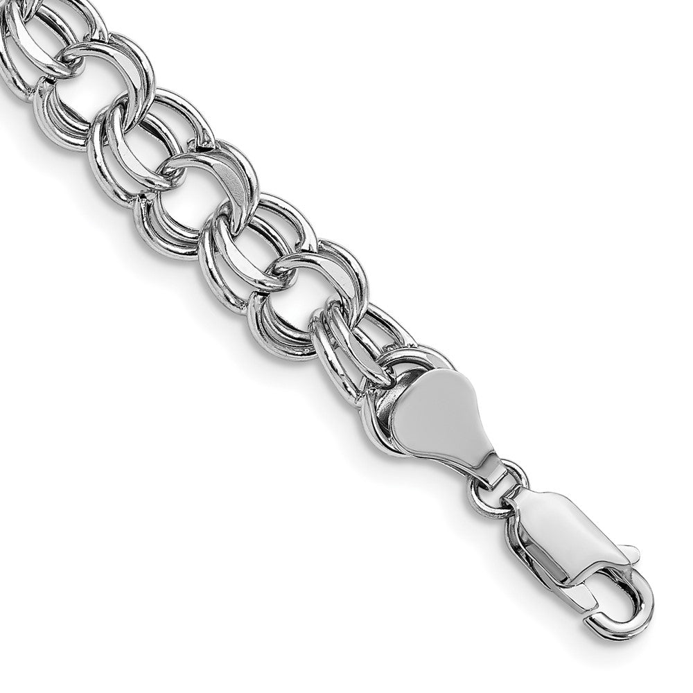 14k White Gold Lite Double Link Charm Bracelet