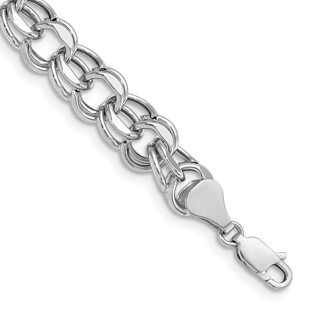 14k White Gold Lite 8mm Double Link Charm Bracele