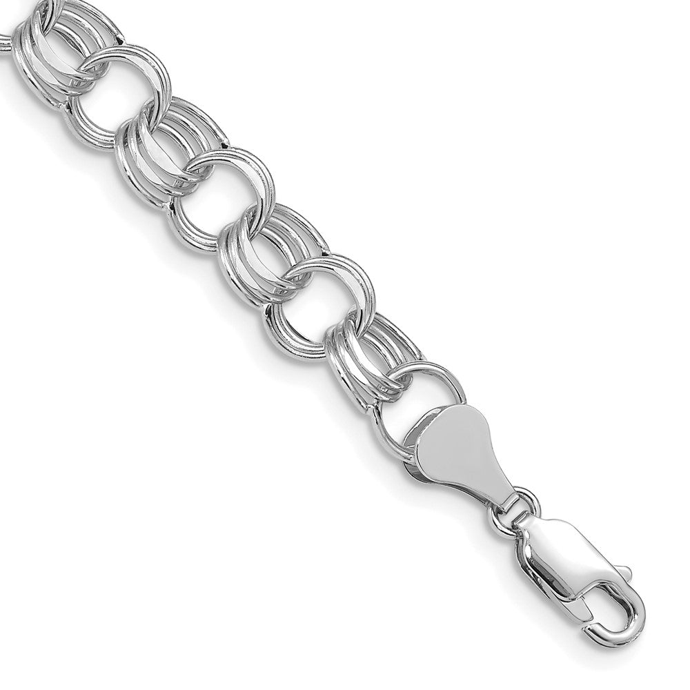 14k White Gold Hollow Triple Link Charm Bracelet