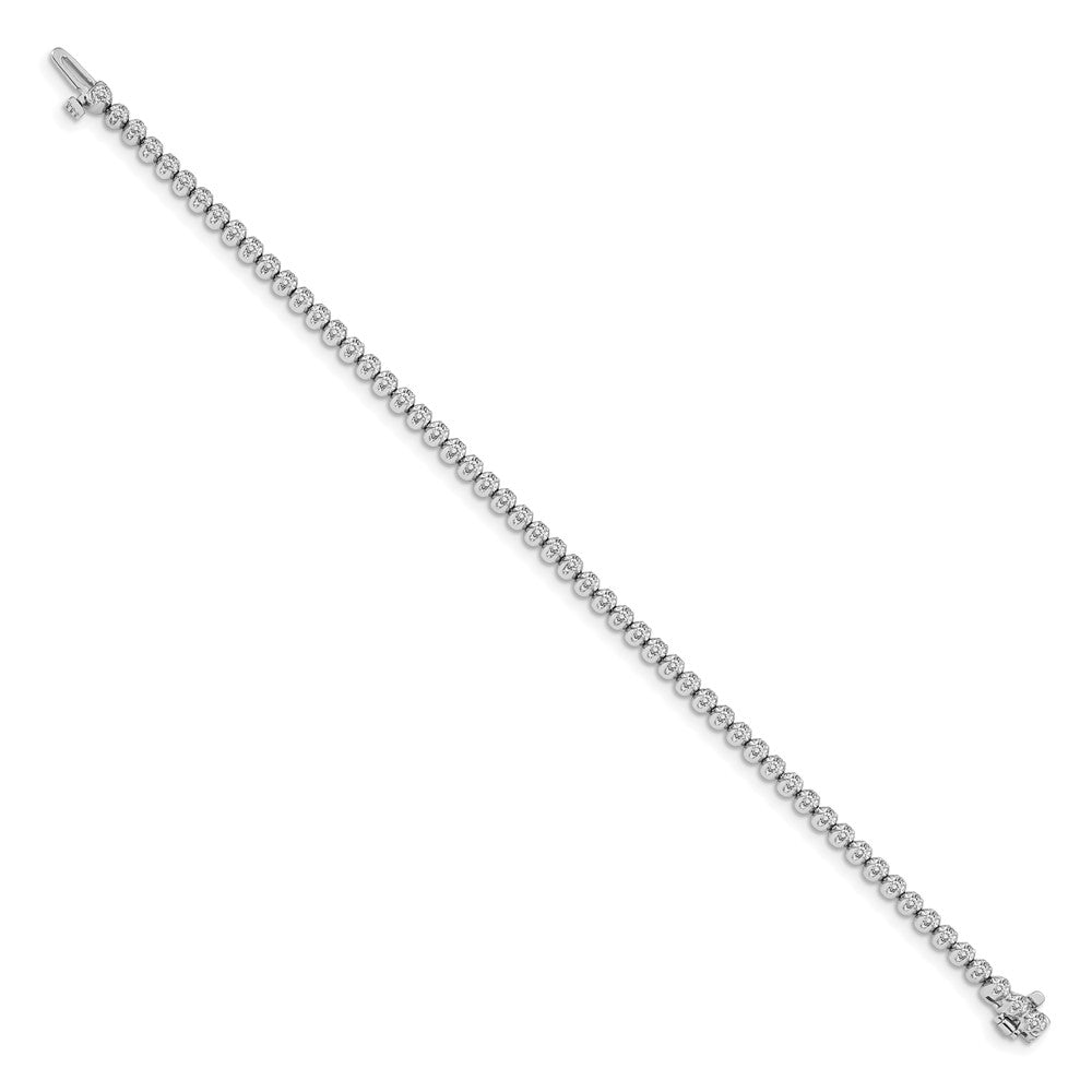 14k White Gold Complete 1 carat Round VS Diamond 4-prong Tennis Bracelet