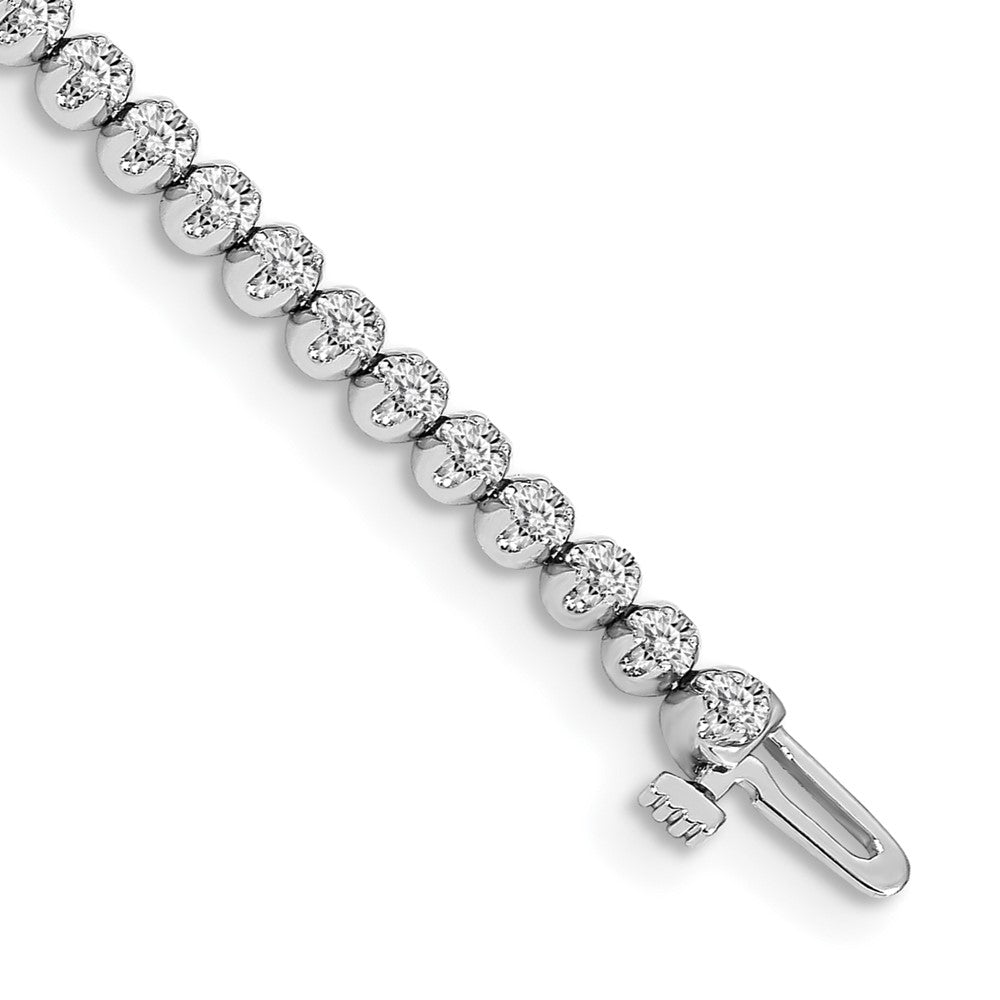14k White Gold Complete 1 carat Round VS Diamond 4-prong Tennis Bracelet
