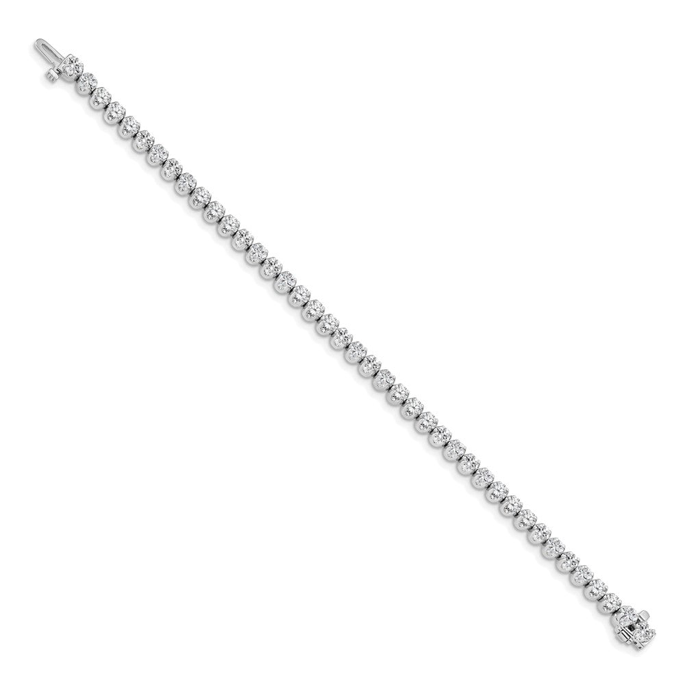 14k White Gold Complete 3.8 carat Round A Diamond 4-prong Tennis Bracelet