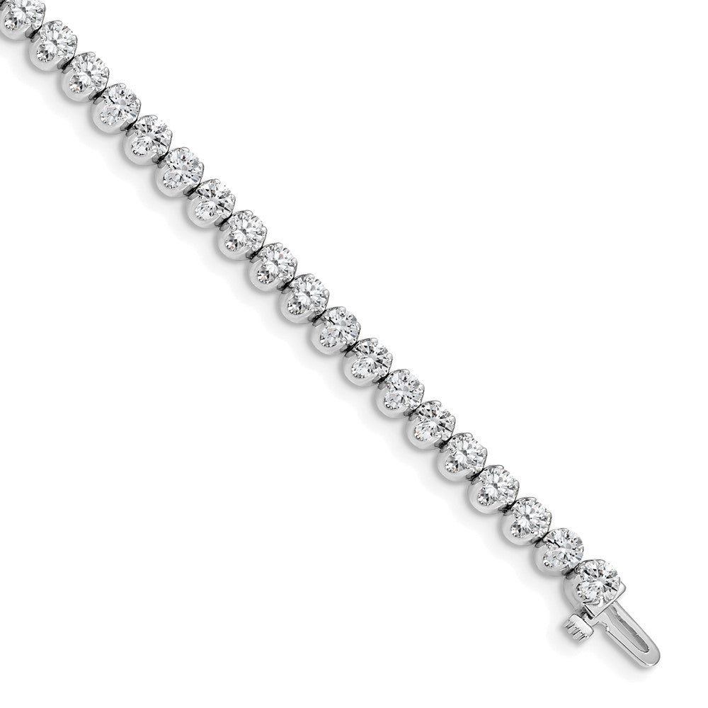 14k White Gold Complete 3.8 carat Round A Diamond 4-prong Tennis Bracelet