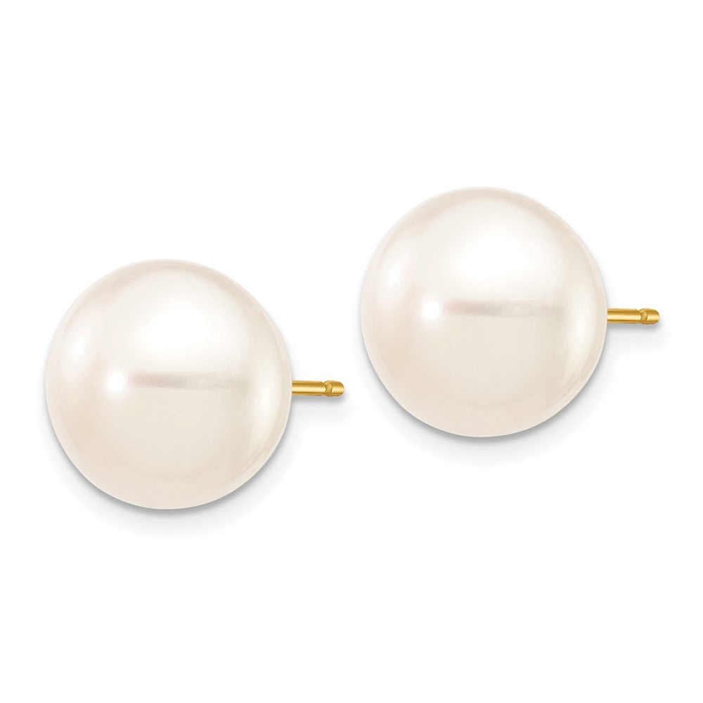 14k 11- White Button Freshwater Cultured Pearl Stud Post Earrings