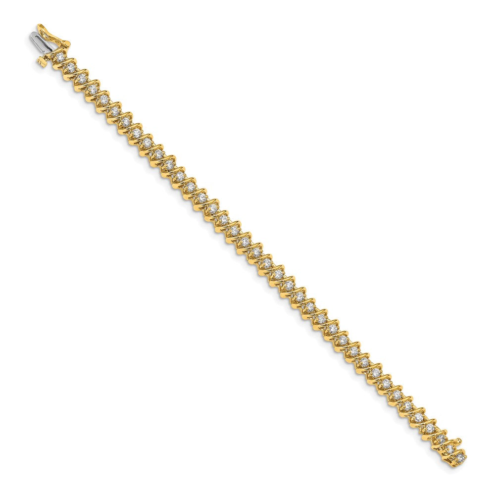 14k Complete 2.25 carat Round AAA Diamond Fancy Spiral Tennis Bracelet
