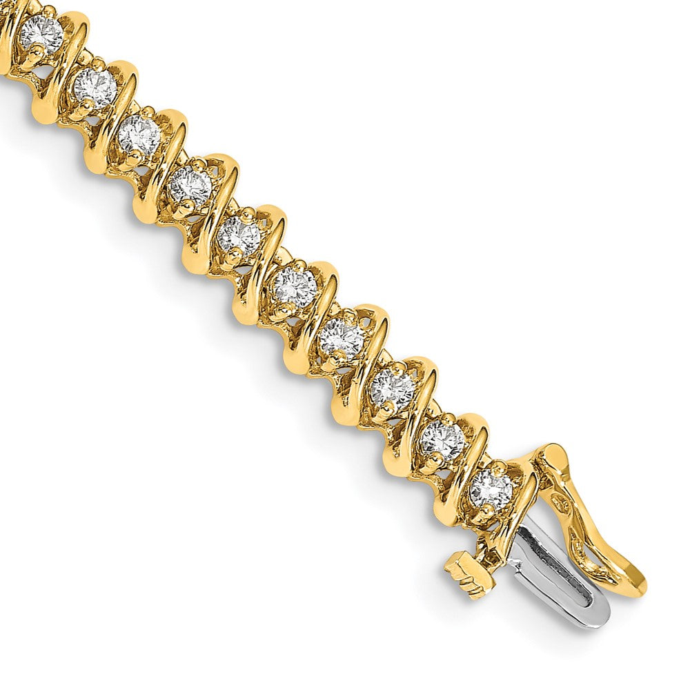 14k Complete 2.25 carat Round AAA Diamond Fancy Spiral Tennis Bracelet