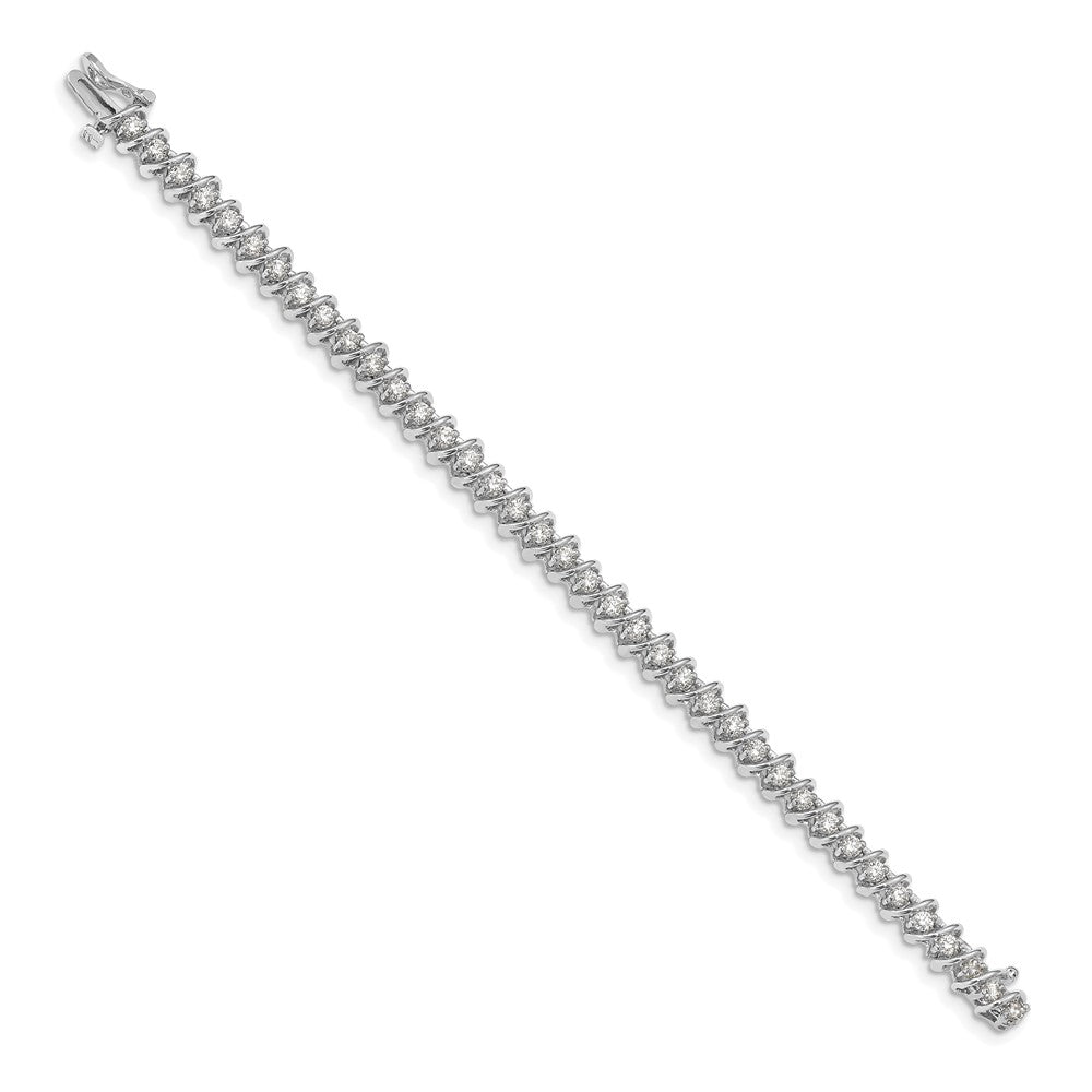 14k White Gold Complete 2.25 carat Round A Diamond Fancy Spiral Tennis Bracelet