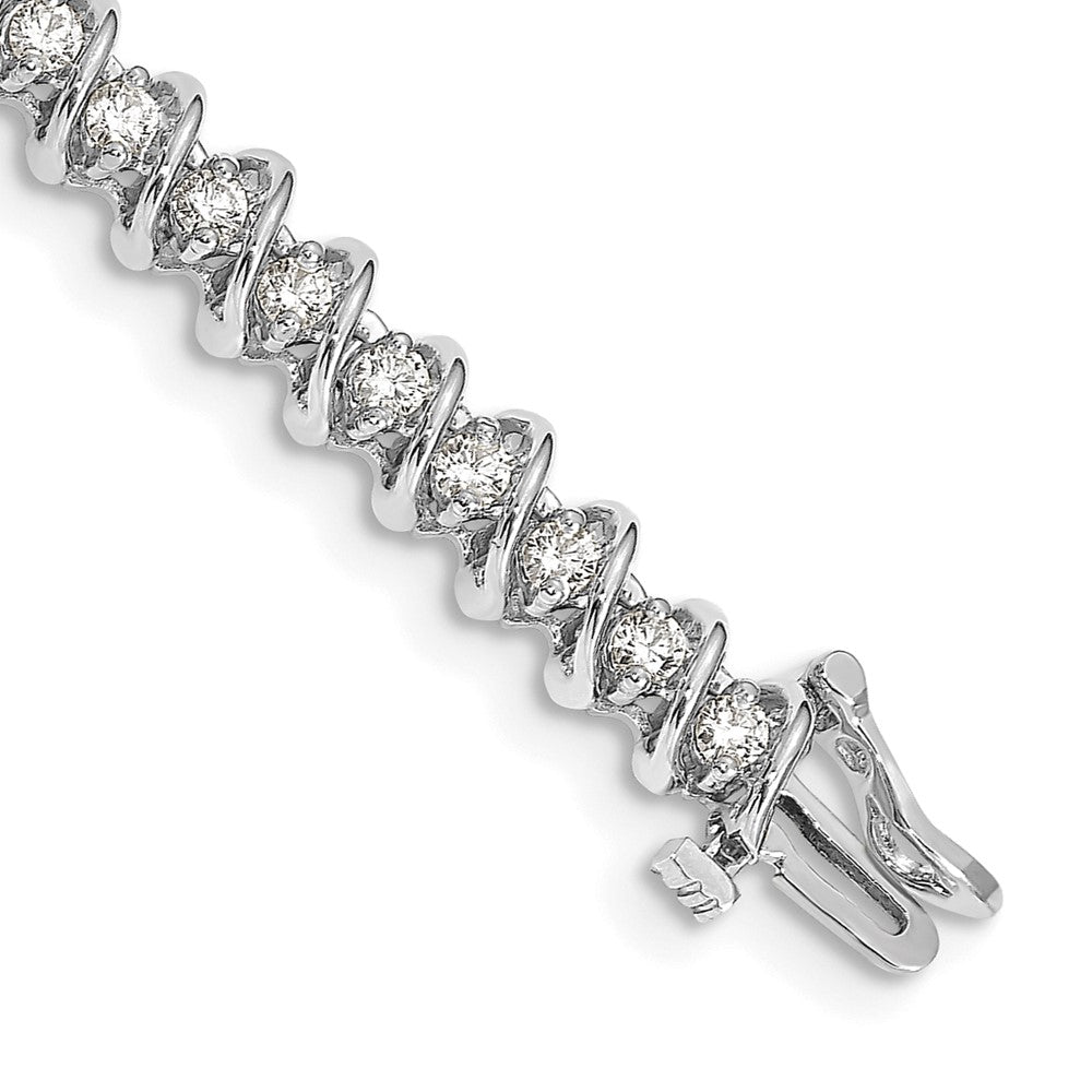 14k White Gold Complete 2.25 carat Round A Diamond Fancy Spiral Tennis Bracelet