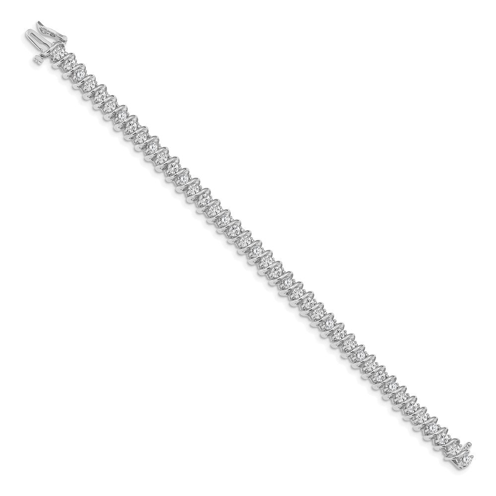 14k White Gold Complete 3.72 carat Round AA Diamond Fancy Spiral Tennis Bracelet