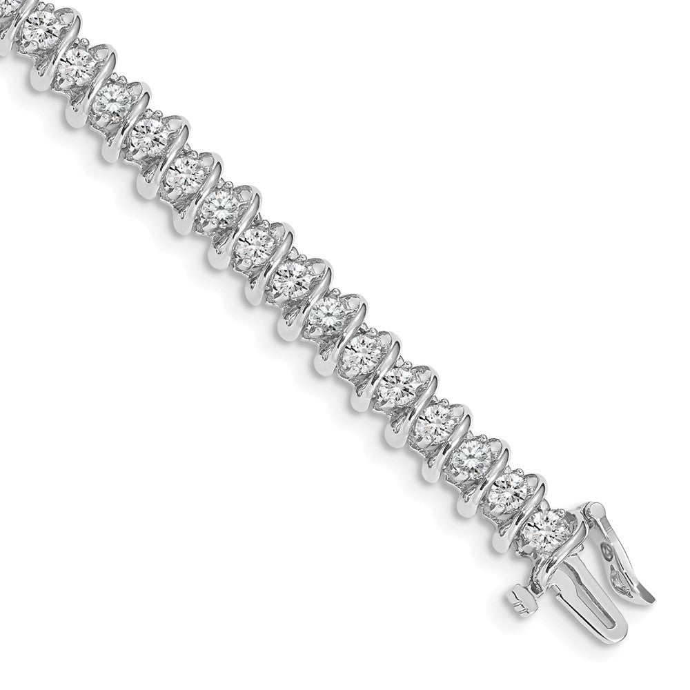 14k White Gold Complete 3.72 carat Round AA Diamond Fancy Spiral Tennis Bracelet