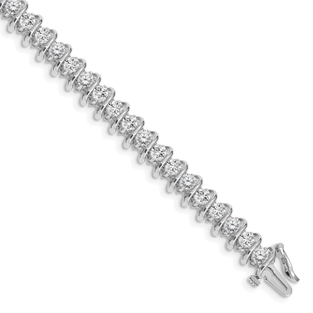 14k White Gold Complete 5 carat Round VS Diamond Fancy Spiral Tennis Bracelet