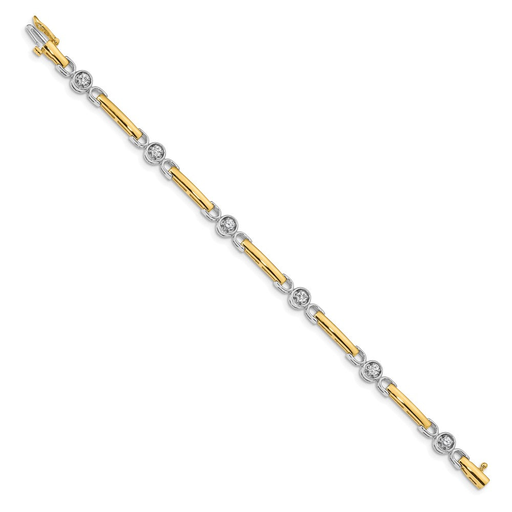 14k Two-tone Complete 1/2 carat Round AAA Diamond Bar Tennis Bracelet