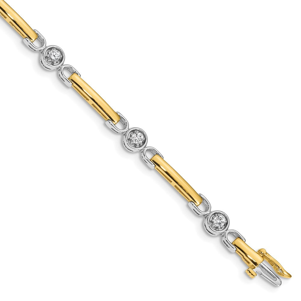 14k Two-tone Complete 1/2 carat Round AAA Diamond Bar Tennis Bracelet