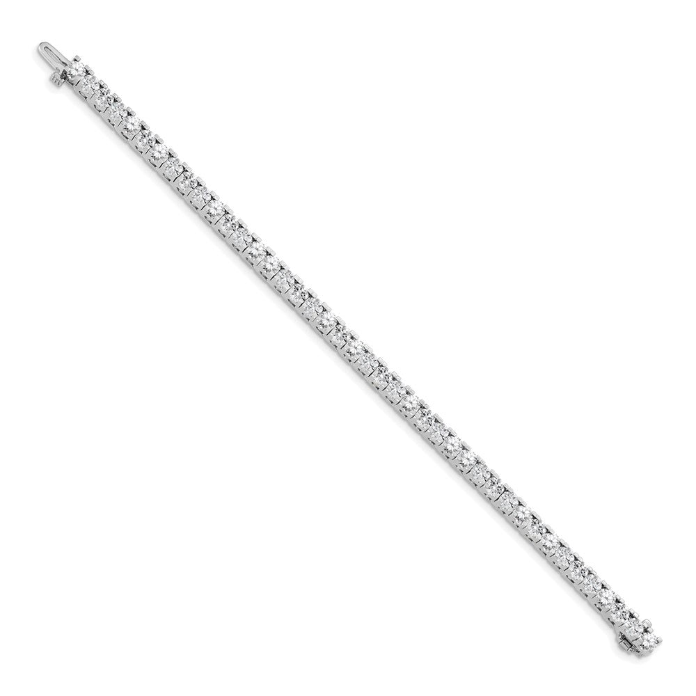 14k White Gold Complete 7.5 carat Round AA Diamond 4-prong Tennis Bracelet