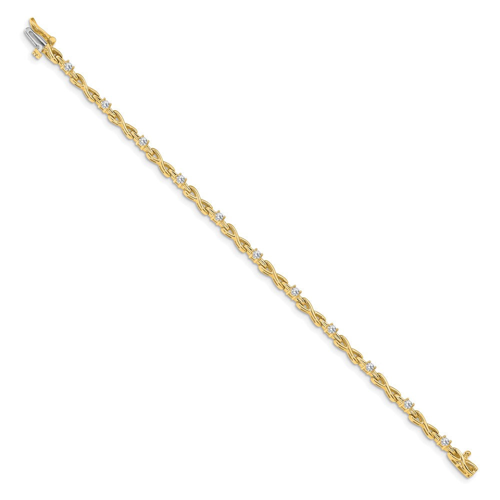 14k Complete 1/2 carat Round AAA Diamond 4-prong X-design Tennis Bracelet