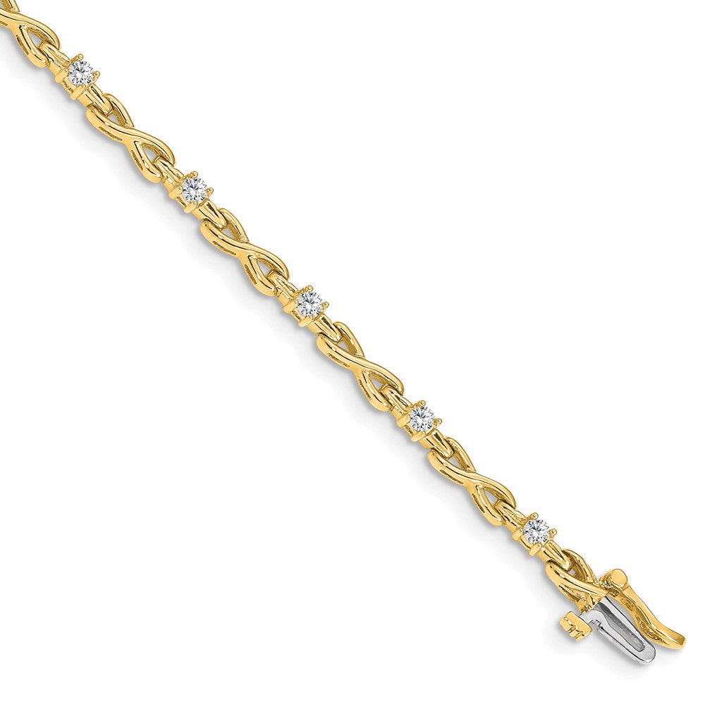 14k Complete 1/2 carat Round AAA Diamond 4-prong X-design Tennis Bracelet