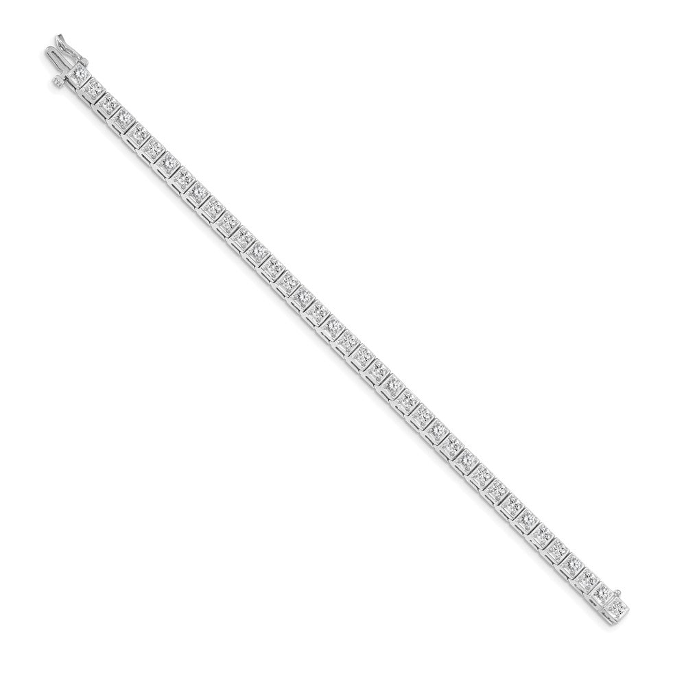 14k White Gold Complete 3.75 carat Round A Diamond 4-prong Tennis Bracelet