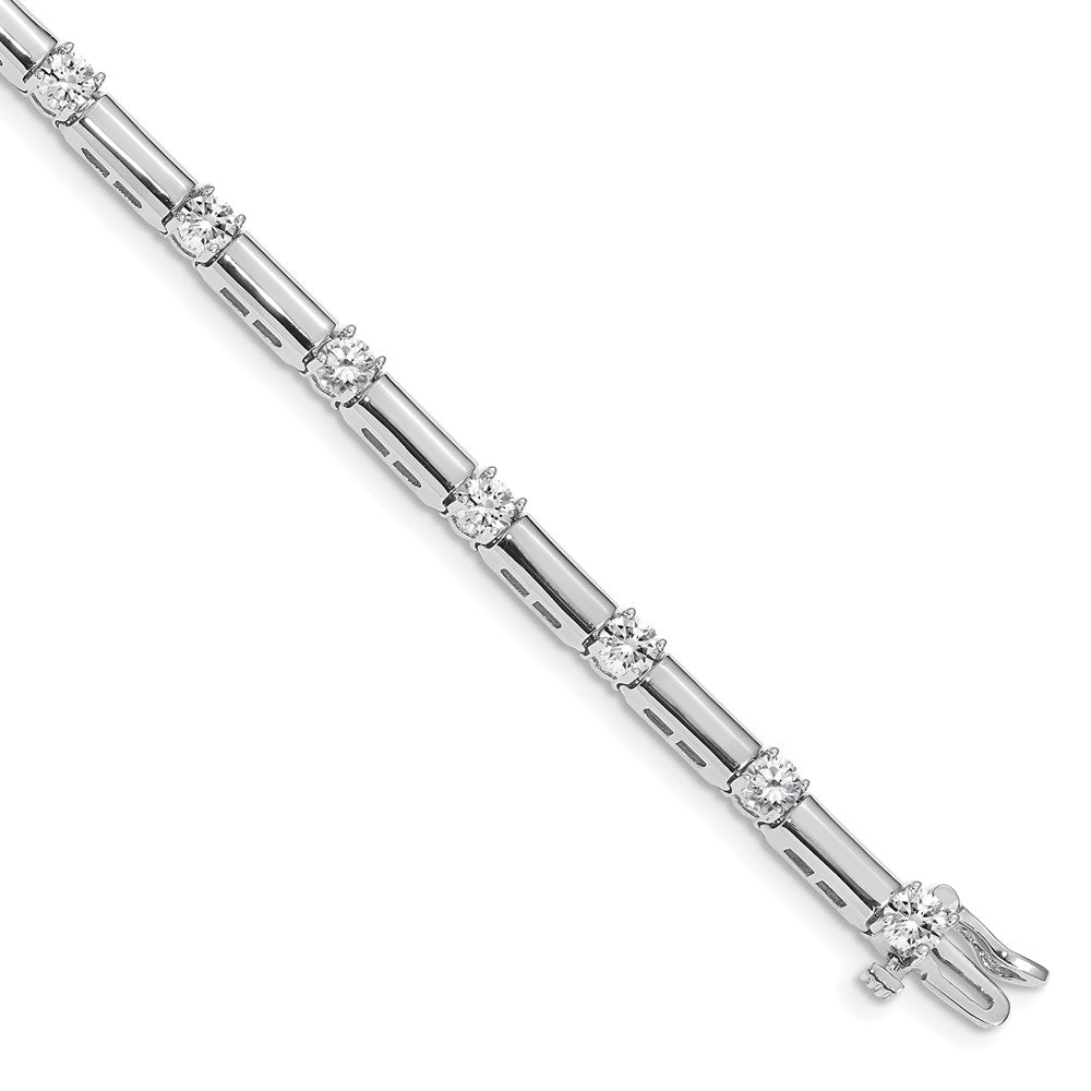 14k White Gold Complete 2.8 carat Round AA Diamond Bar Link Tennis Bracelet