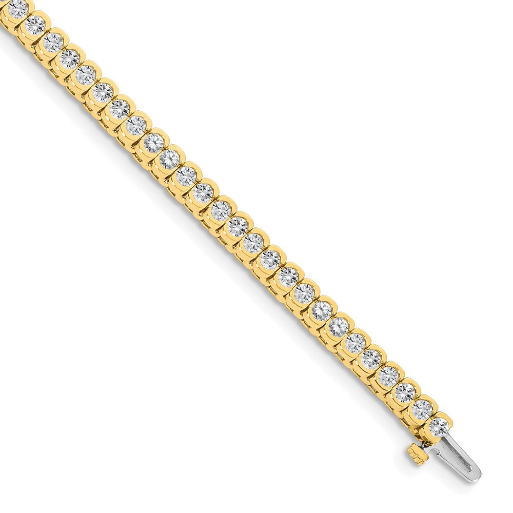 14k Complete 3.5 carat Round A Diamond Half-Bezel Tennis Bracelet