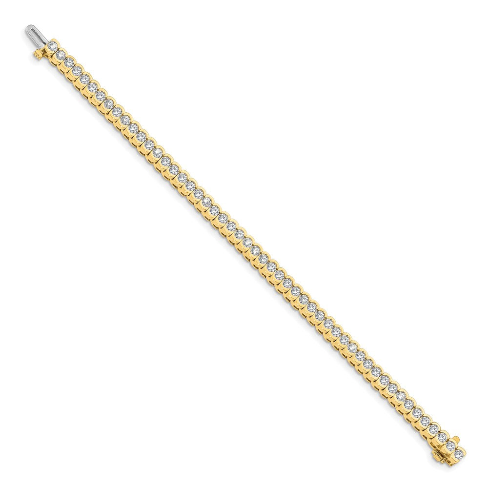 14k Complete 5.5 carat Round AA Diamond Half-Bezel Tennis Bracelet