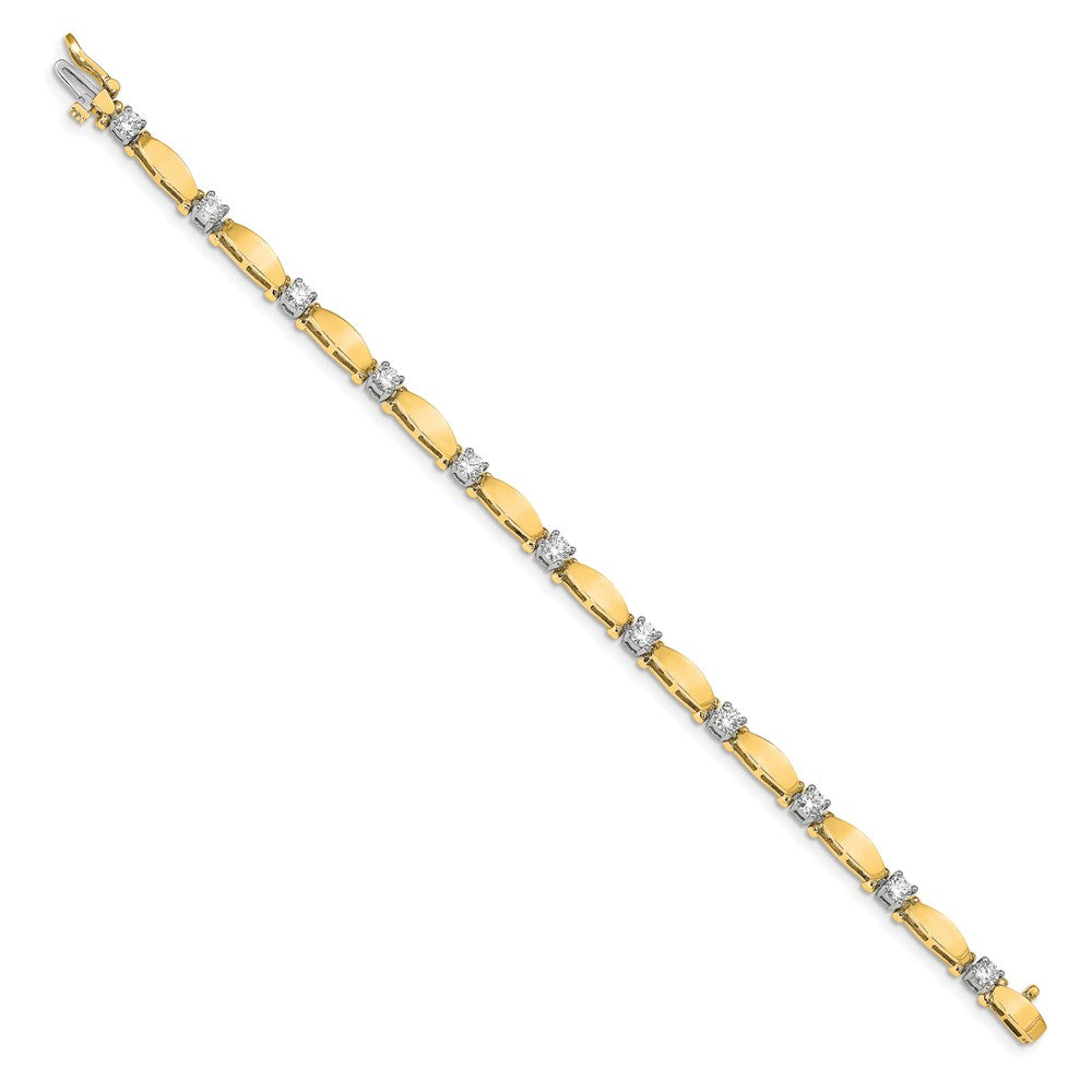 14k Two-tone Complete 1.87 carat Round VS Diamond Curved Bar Link Tennis Bracelet