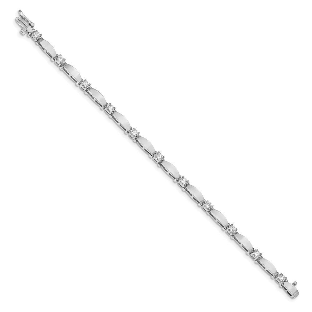 14k White Gold Complete 1.87 carat Round AA Diamond Curved Bar Link Tennis Bracelet
