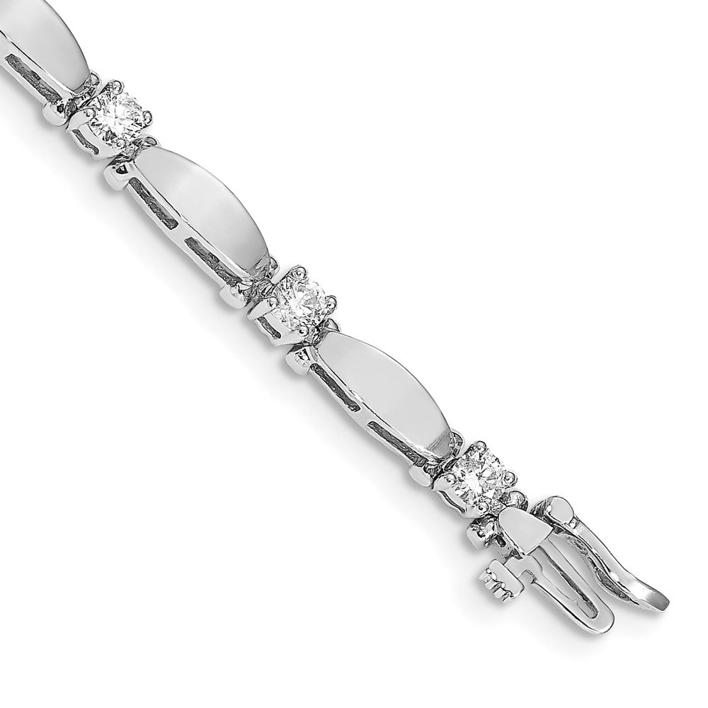 14k White Gold Complete 1.87 carat Round AAA Diamond Curved Bar Link Tennis Bracelet