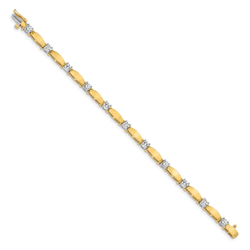14k Two-tone Complete 2.75 carat Round A Diamond Curved Bar Link Tennis Bracelet