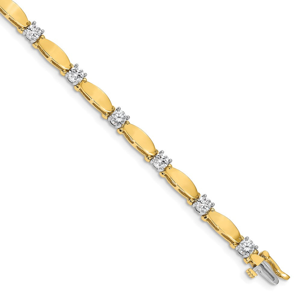 14k Two-tone Complete 2.75 carat Round VS Diamond Curved Bar Link Tennis Bracelet