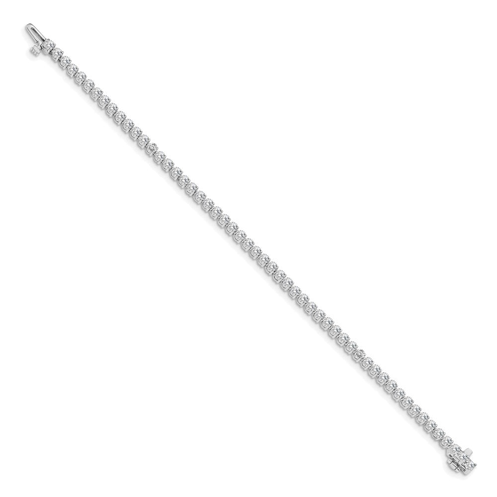 14k White Gold Complete 2.4 carat Round AA Diamond 3-prong Tennis Bracelet
