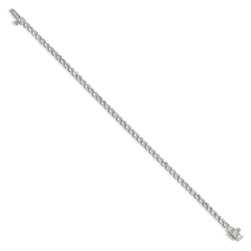14k White Gold Complete 3.3 carat Round A Diamond 3-prong Tennis Bracelet