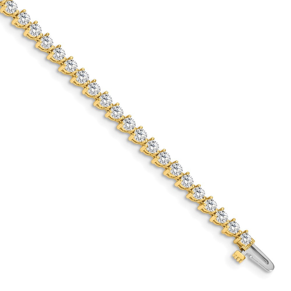 14k Complete 4.3 carat Round AA Diamond 3-prong Tennis Bracelet