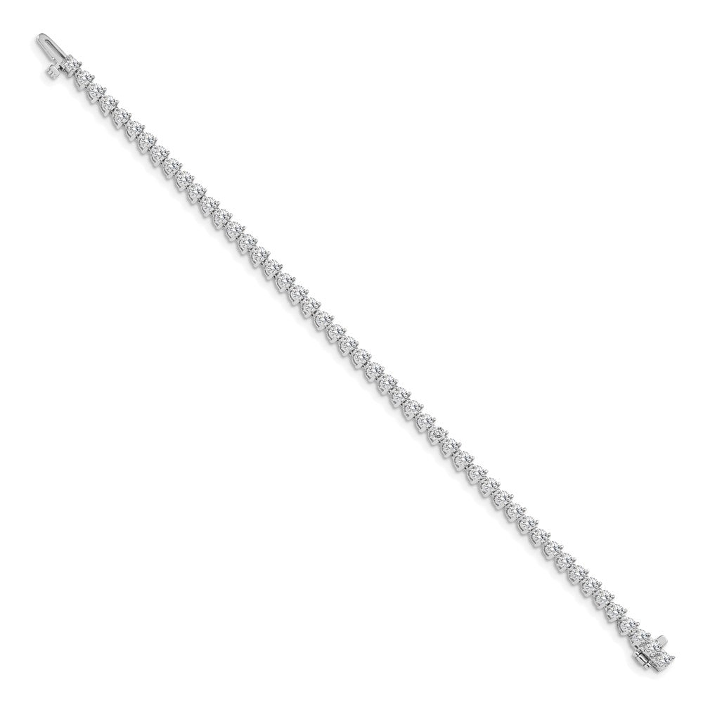 14k White Gold Complete 4.3 carat Round AAA Diamond 3-prong Tennis Bracelet