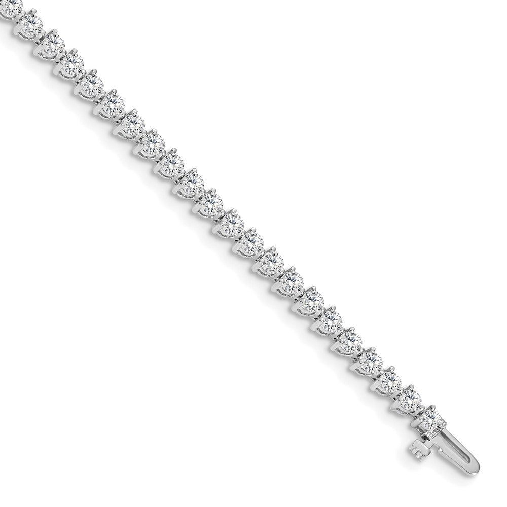 14k White Gold Complete 4.3 carat Round AA Diamond 3-prong Tennis Bracelet