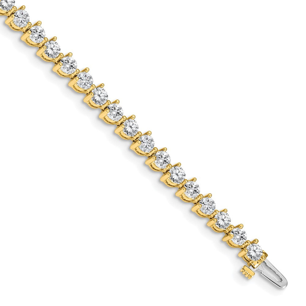 14k Complete 6.15 carat Round VS Diamond 3-prong Tennis Bracelet