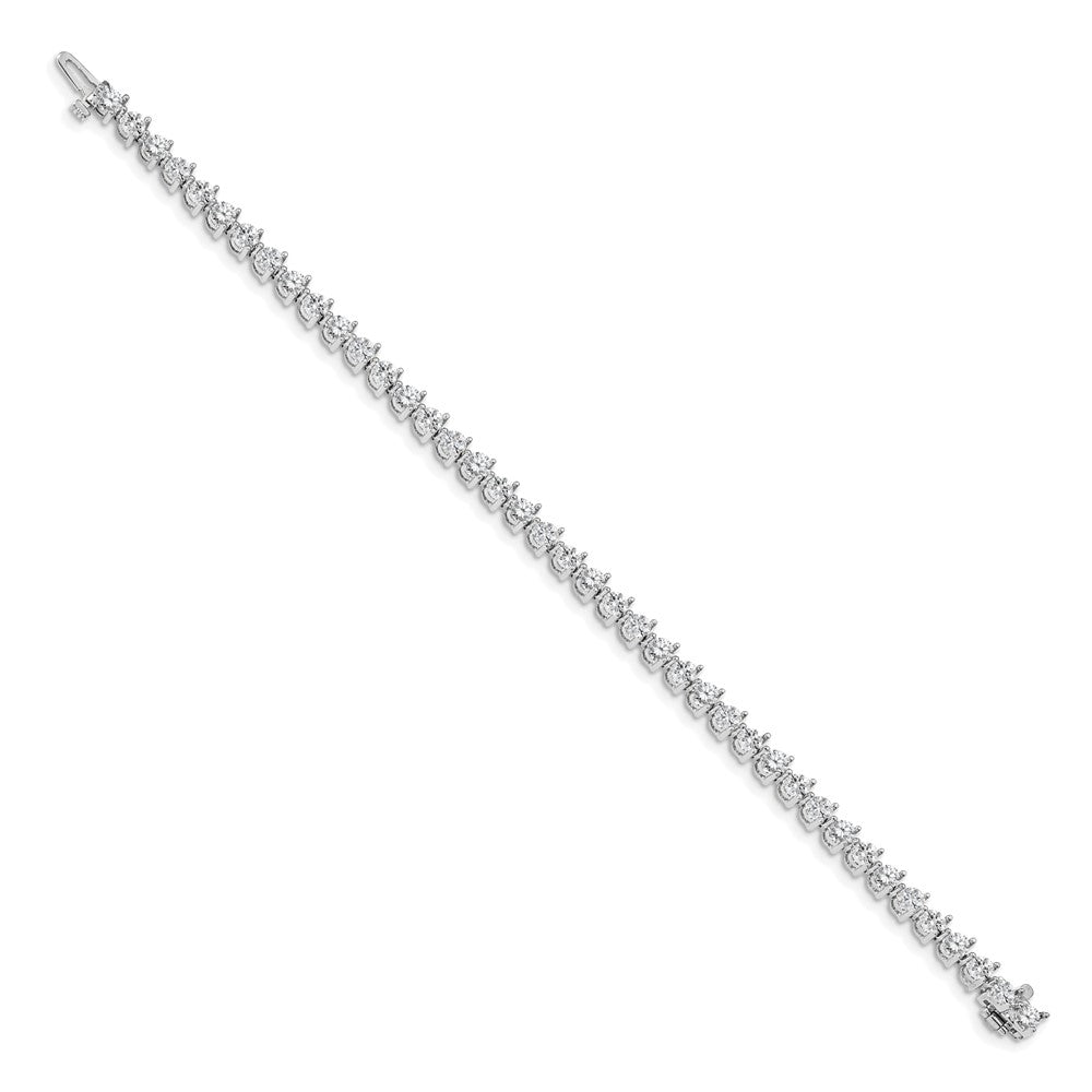 14k White Gold Complete 6.15 carat Round AA Diamond 3-prong Tennis Bracelet