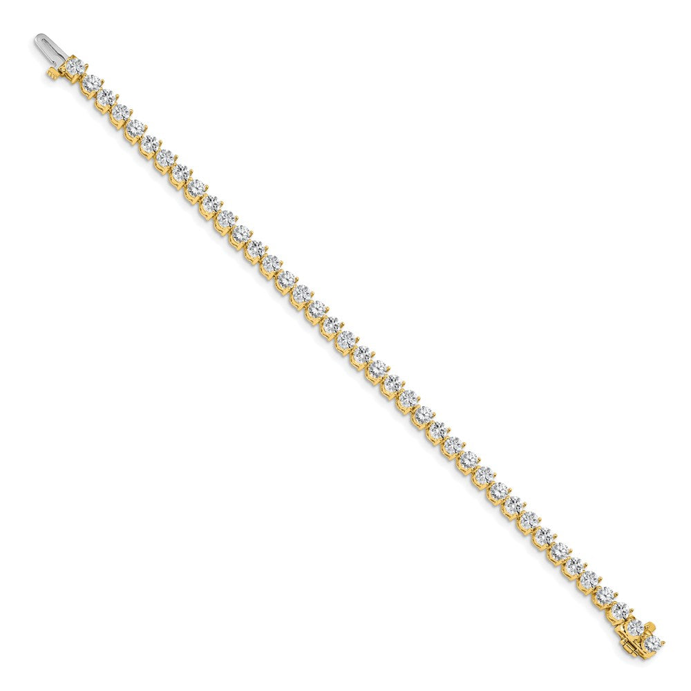 14k Complete 7 carat Round AA Diamond 3-prong Tennis Bracelet