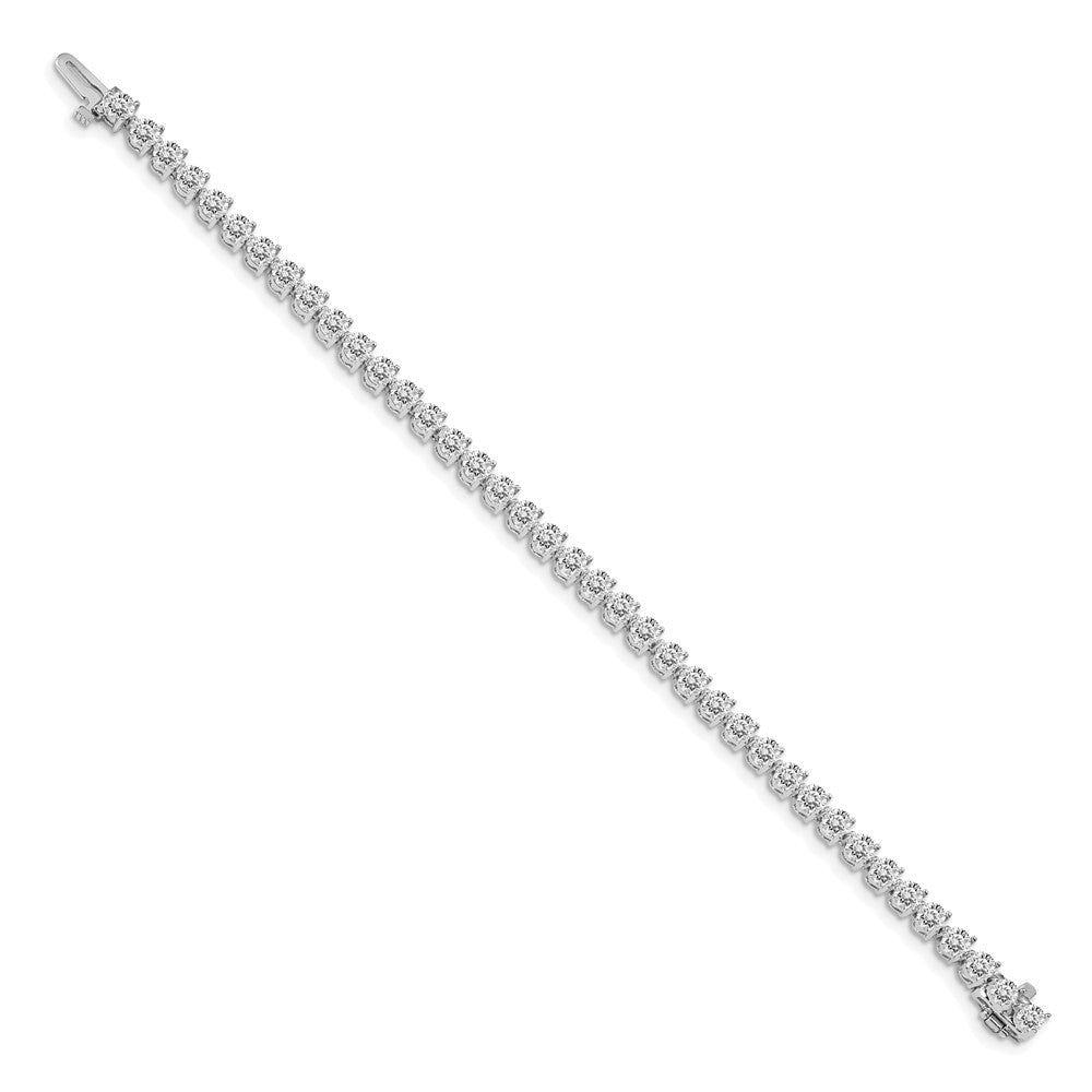 14k White Gold Complete 7 carat Round AA Diamond 3-prong Tennis Bracelet