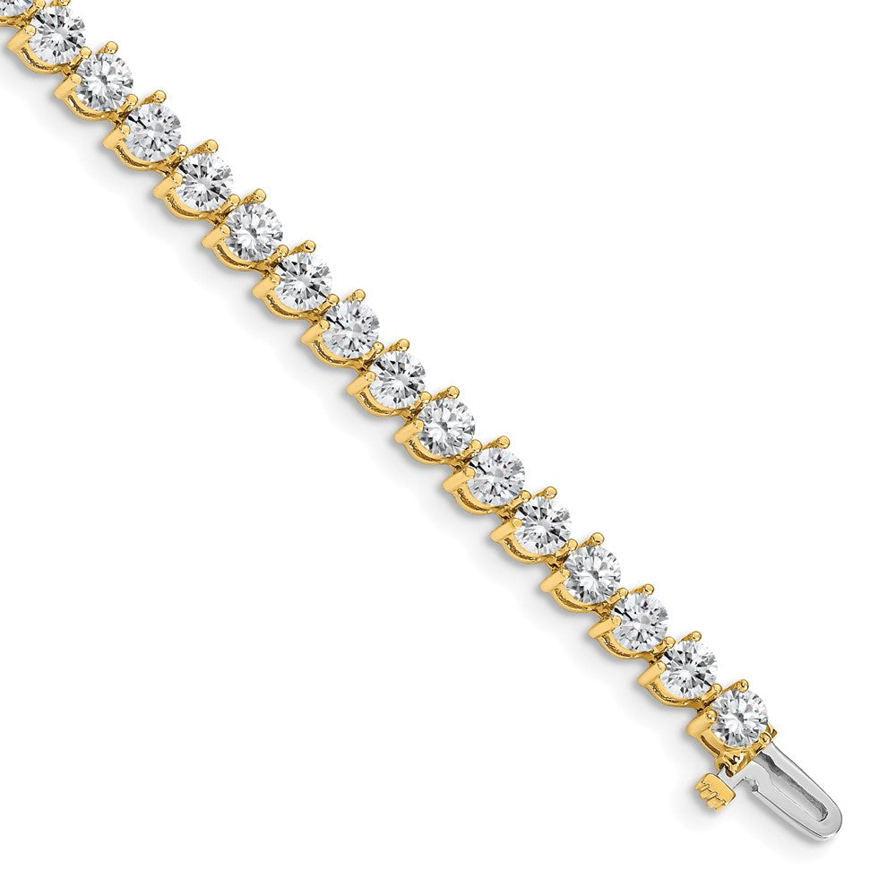 14k Complete 8.5 carat Round AAA Diamond 3-prong Tennis Bracelet