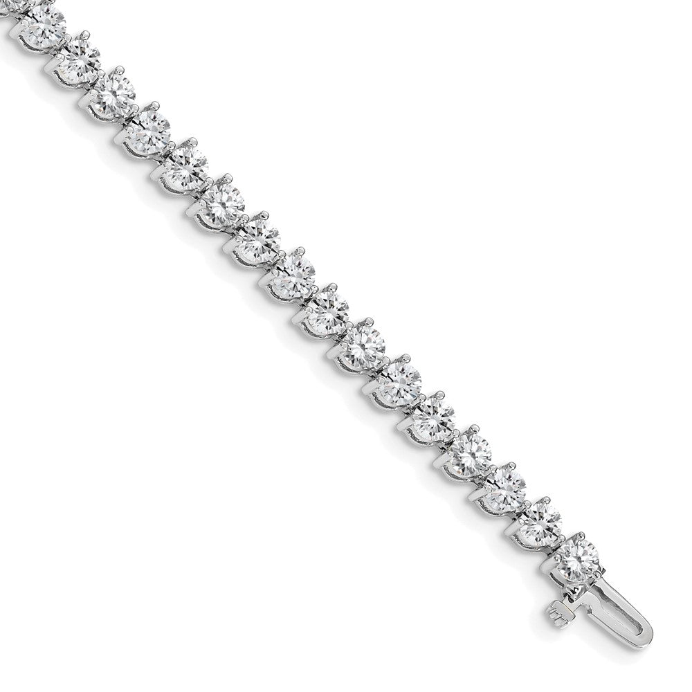 14k White Gold Complete 8.5 carat Round AAA Diamond 3-prong Tennis Bracelet