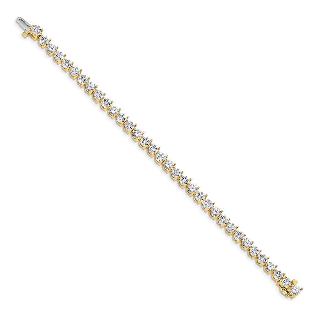 14k Complete 10.2 carat Round VS Diamond 3-prong Tennis Bracelet