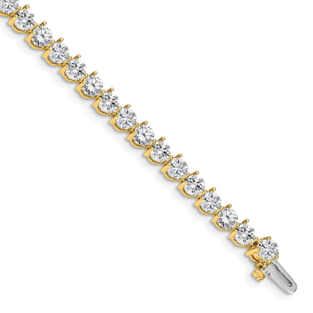 14k Complete 10.2 carat Round A Diamond 3-prong Tennis Bracelet