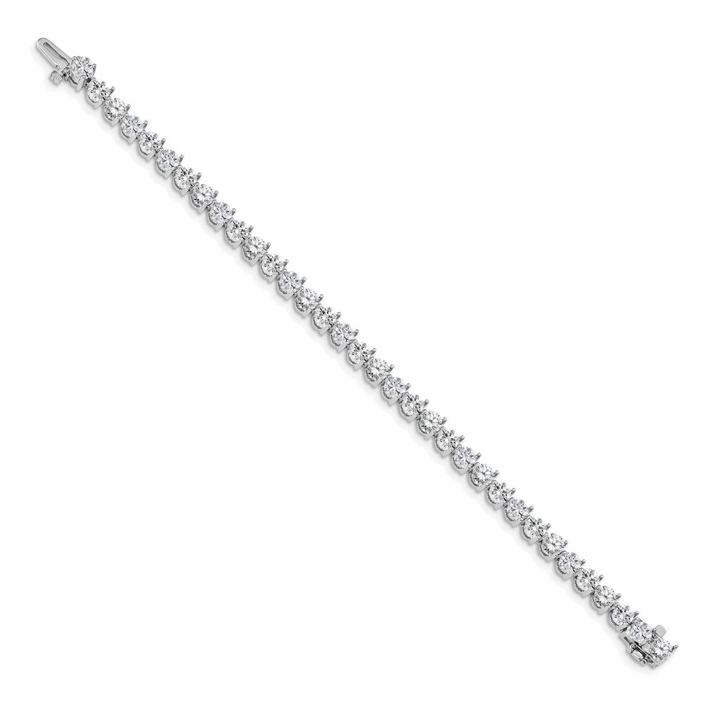 14k White Gold Complete 10.2 carat Round AA Diamond 3-prong Tennis Bracelet