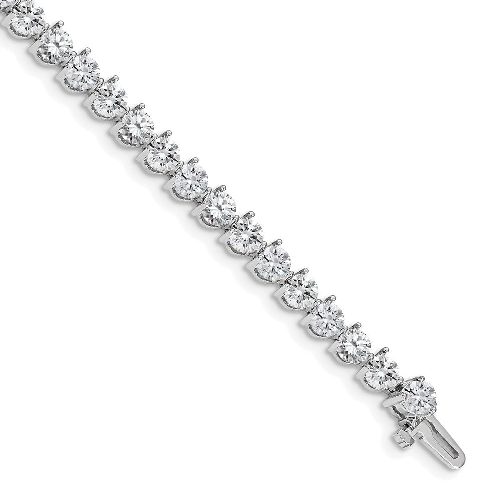 14k White Gold Complete 10.2 carat Round A Diamond 3-prong Tennis Bracelet